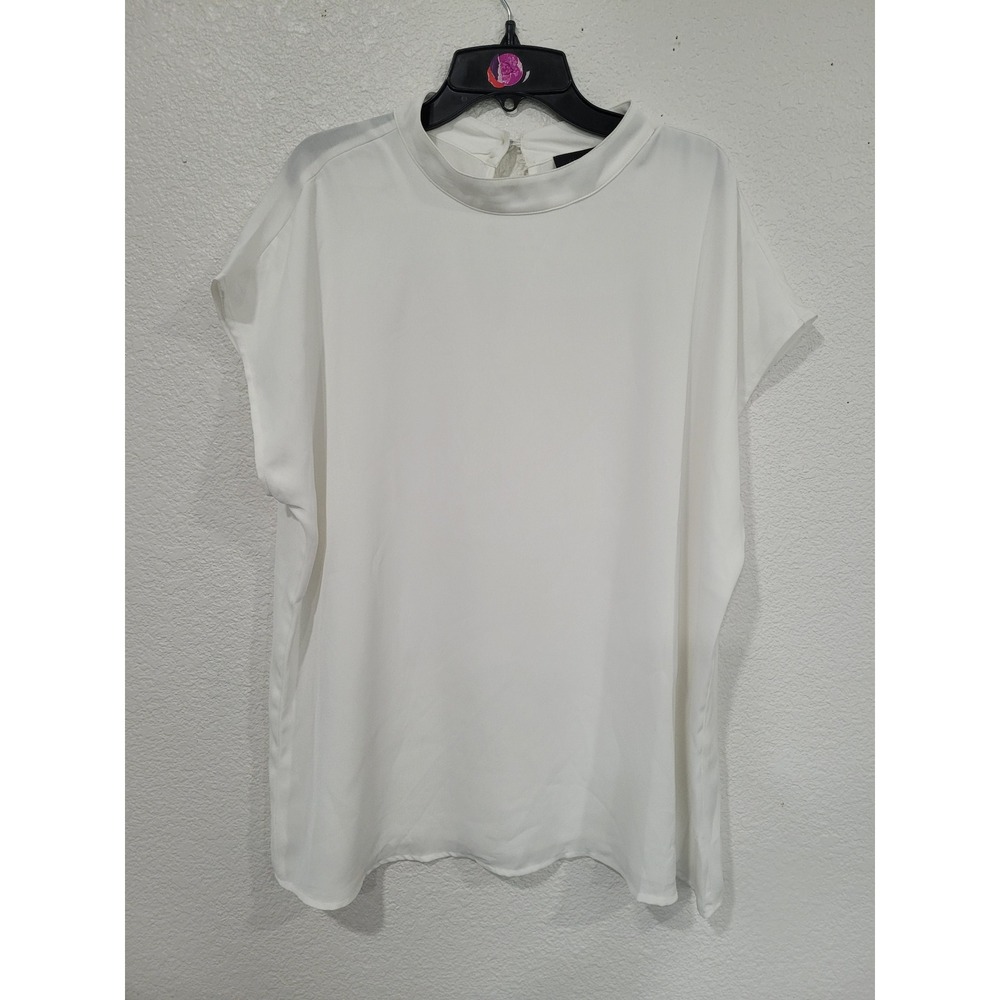 Halogen Womens White Mock Neck Keyhole Back Sleeveless Blouse Plus Size 1 #22